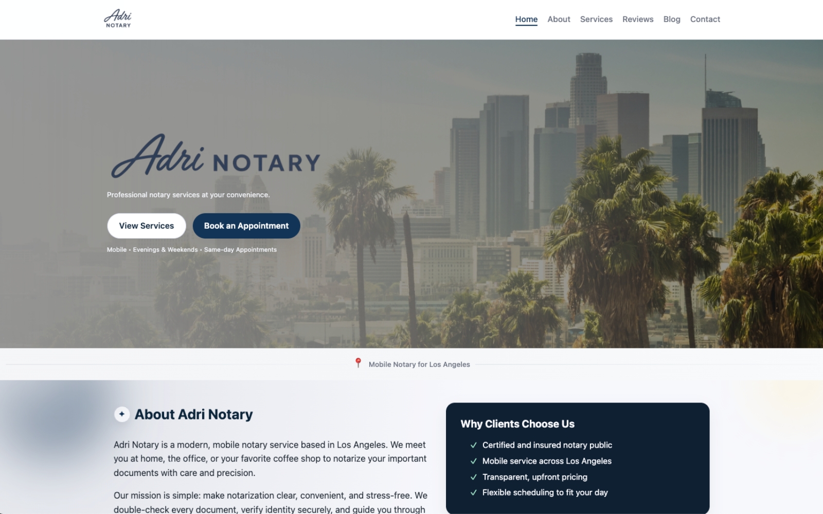 Adri Notary branding and website